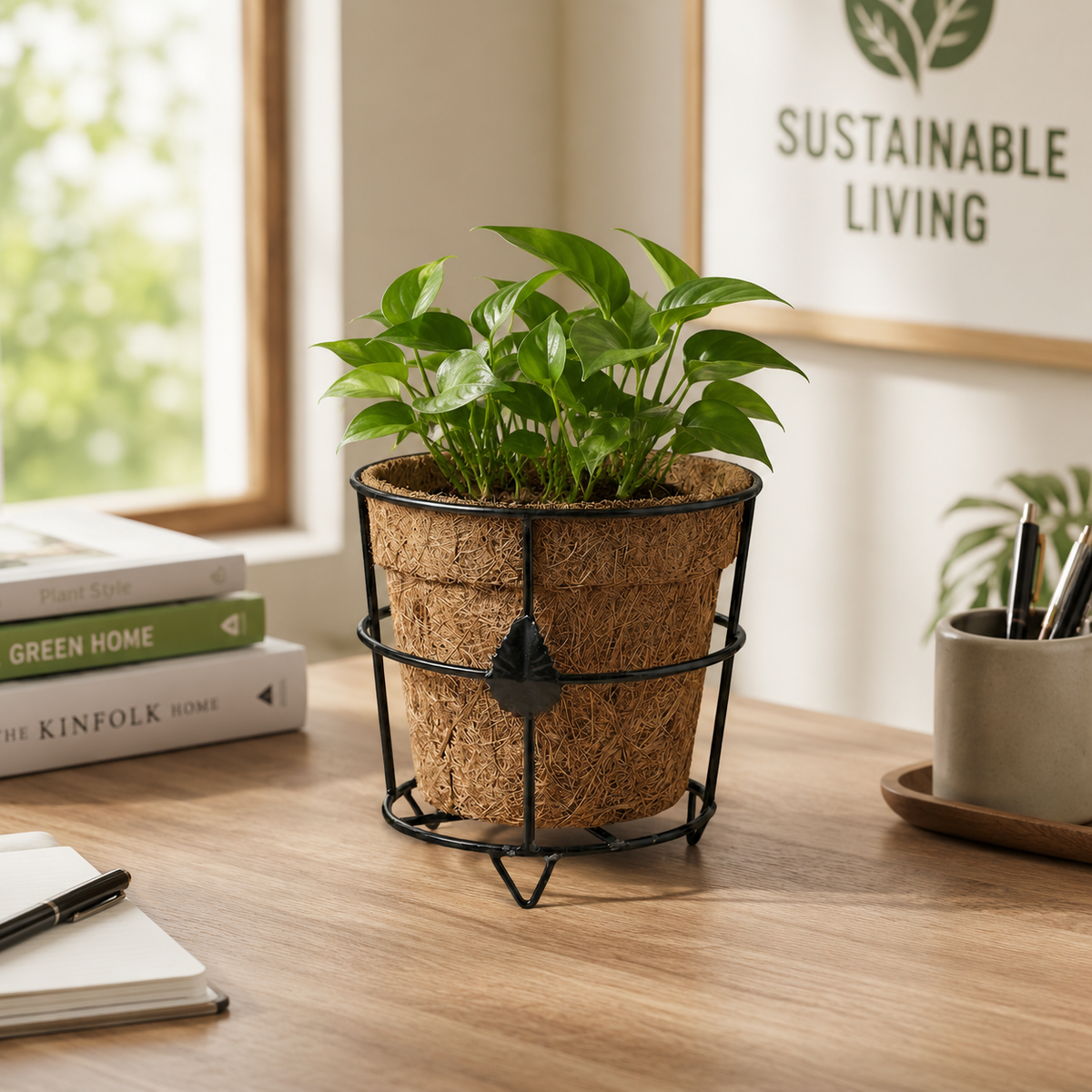 Re-Coco Eco Desk : Indoor Plant Options in Coir Pot with Metal Re-Coco Eco Desk : Indoor Plant Options in Coir Pot with Metal