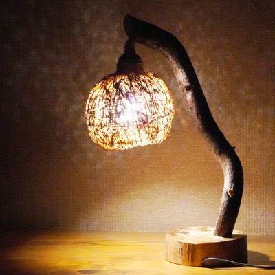 Re-Coco WoodLume | Handmade Wooden Table Lamp with Coconut Fiber Shade