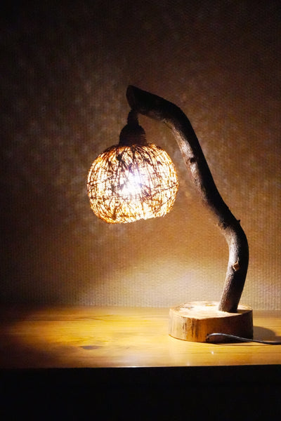 Re-Coco WoodLume | Handmade Wooden Table Lamp with Coconut Fiber Shade